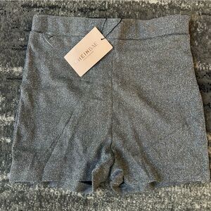 NWT SHEIN BAE Glitter Metallic Silver Hot Shorts